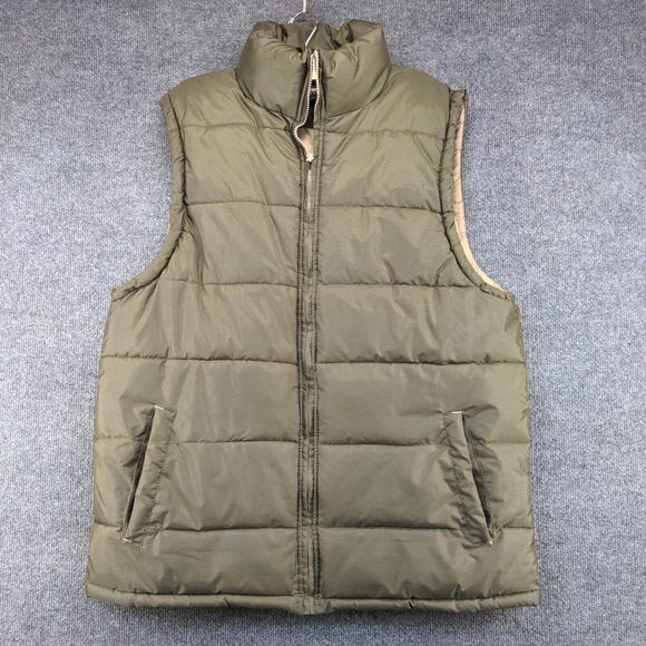 Fourcast Outerwear Men's Puffer Vest Green Large Sleeveless Polyester Coated - Picture 2 of 15